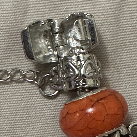 Handmade – NWOT – 925 SS plated charm bracelet. Orange beads. Relationship Charm - Picture 12 of 16